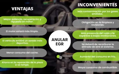 Ventajas y desventajas de anular EGR: mayor potencia, motor más limpio, pero más contaminación y ruido. Opiniones divididas.