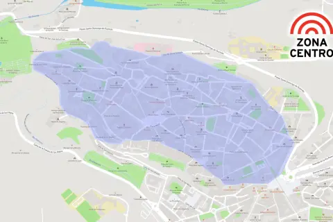 Mapa de la zona centro de Segovia, destacando el Acueducto y la Catedral.