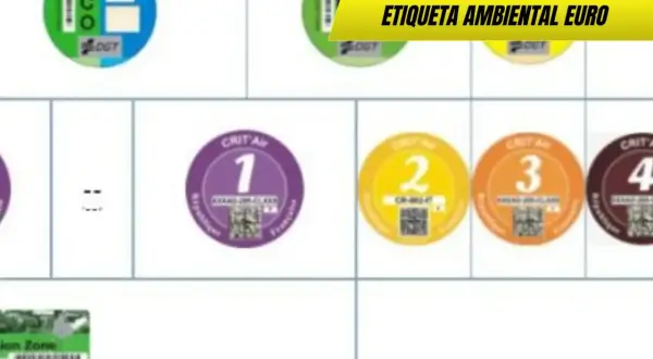Etiquetas ambientales EURO para saber qué euro es mi coche. Muestra distintivos ECO, 1, 2, 3 y 4.