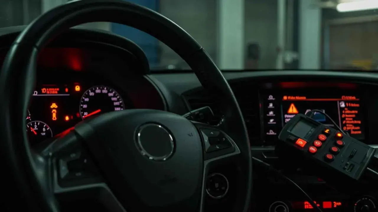 Panel de control de un coche con luces de advertencia encendidas. El diagnóstico indica que mi coche no tiene fuerza al acelerar.