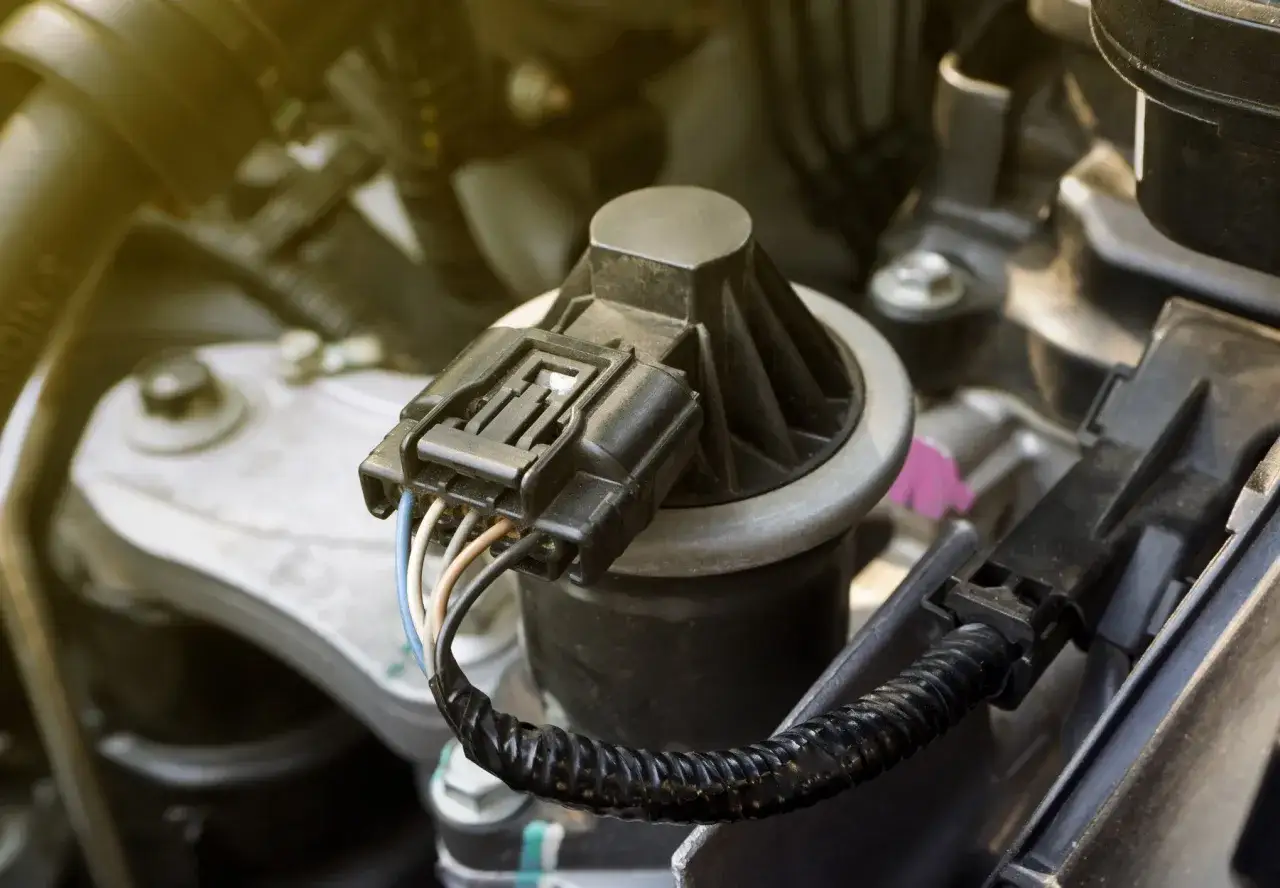 Componente del motor con conector el&eacute;ctrico y cables. Posiblemente para anular egr.