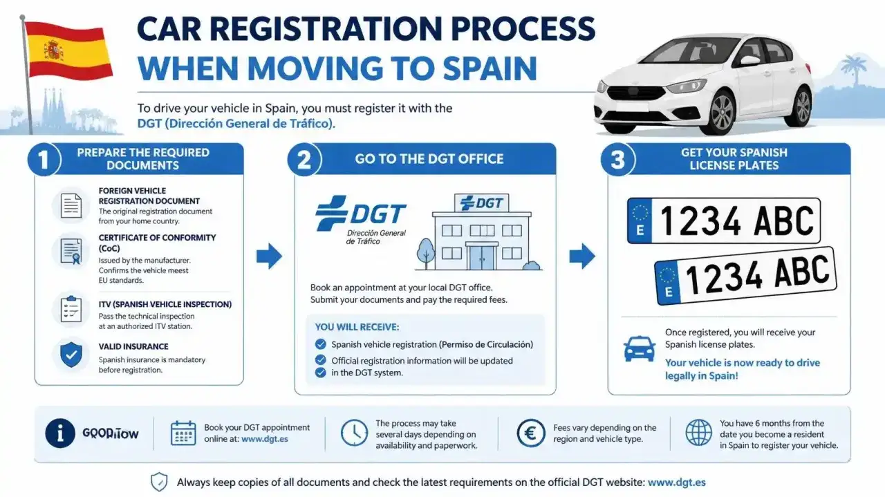 Proceso de nuevas matriculas: prepara documentos, visita la DGT y obtén tus placas españolas. ¡Conduce legalmente en España!
