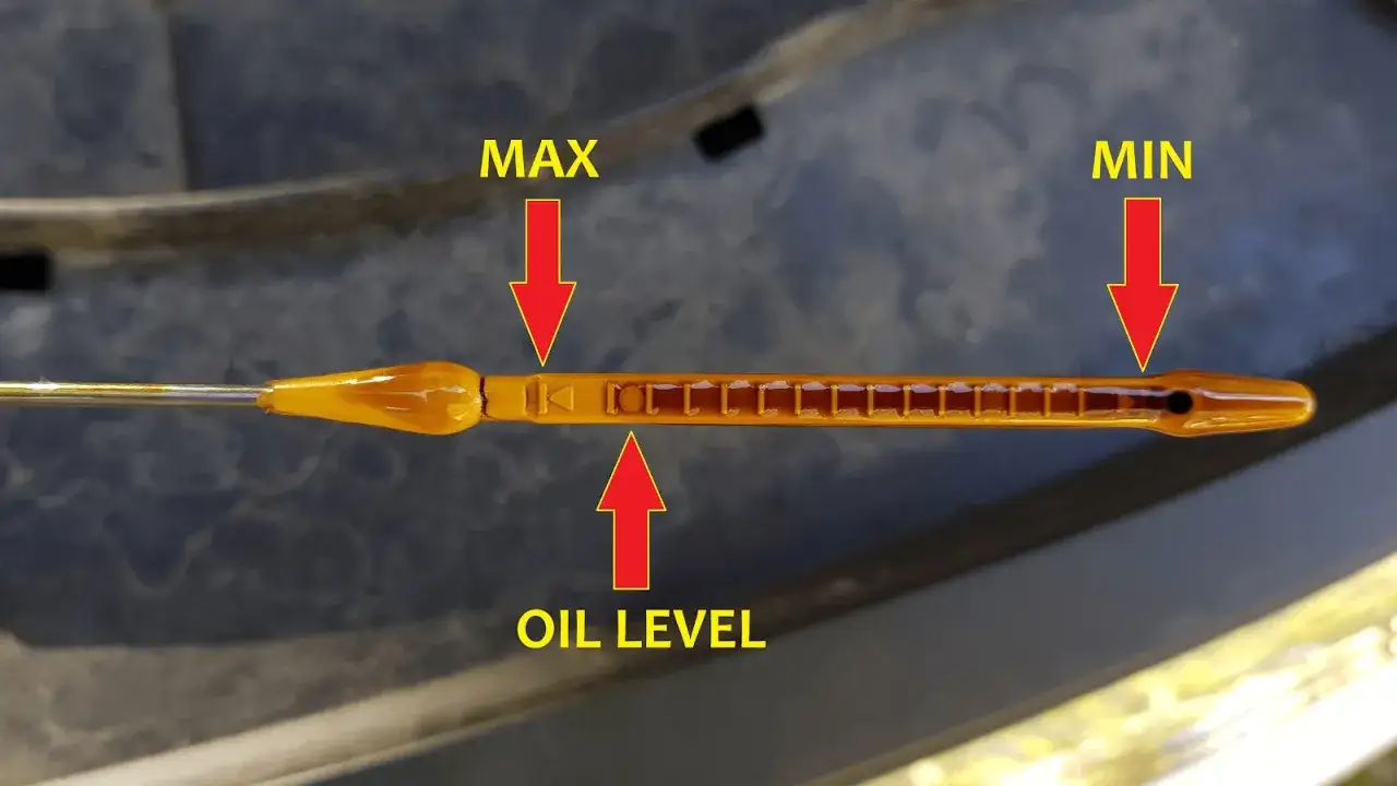 La varilla muestra c&oacute;mo se mira el aceite del coche. El nivel est&aacute; entre MIN y MAX, lo cual es correcto.