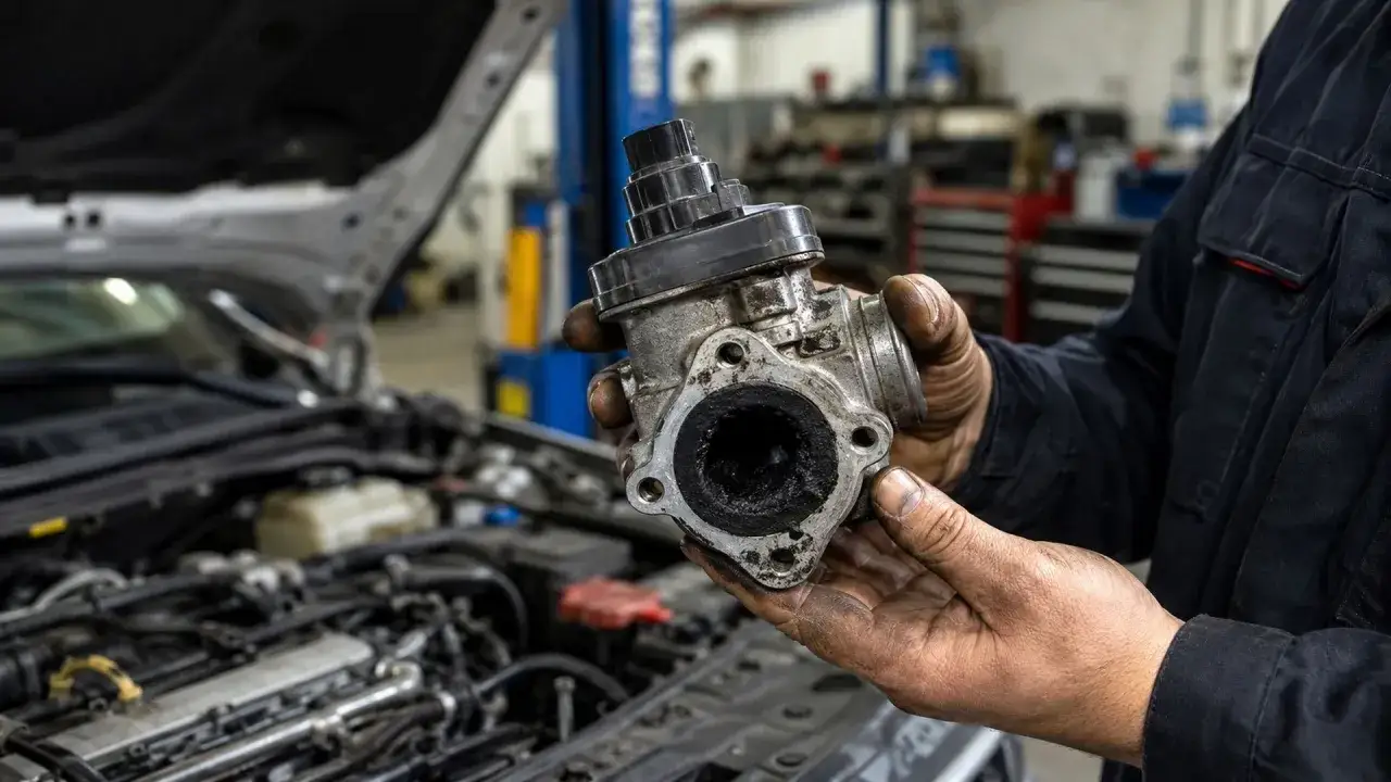 Mec&aacute;nico muestra v&aacute;lvula EGR sucia. Opiniones sobre anular EGR: &iquest;es buena idea?