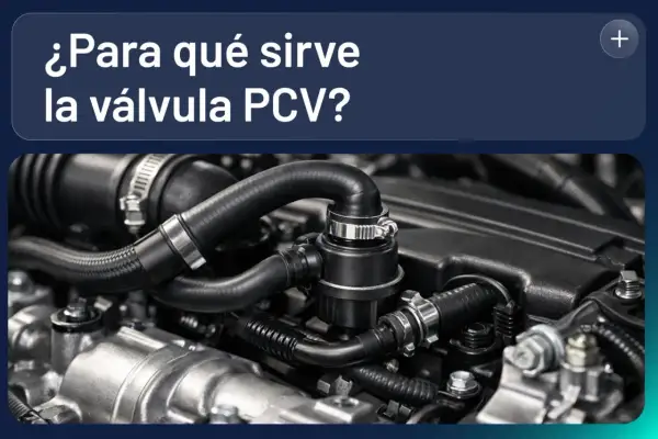 Detalle de la válvula PCV en un motor de coche, esencial para el control de gases.